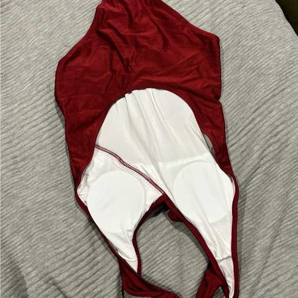 Cup She Red Ruffled One-Piece Swimsuit - Picture 5 of 13